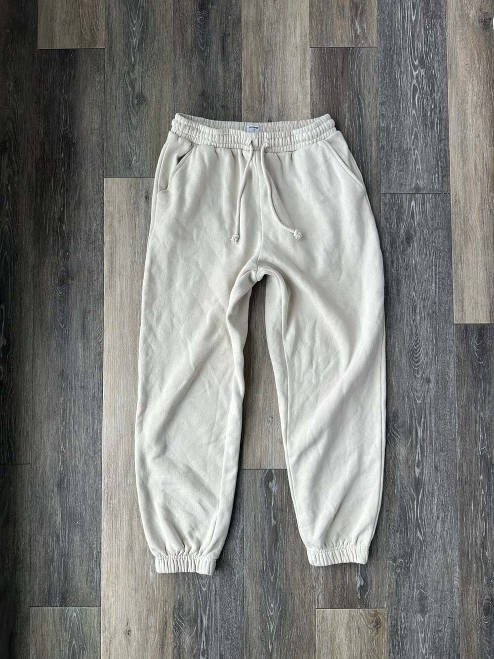 Cotton On Fleece Cinch Hem Sweatpants Cream Beige Size L